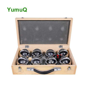 YumuQ Boules complètes Boccia Bocce Ball Set <span class=keywords><strong>Petanque</strong></span> Portable dans une boîte en bois Jeux de plein air - Product Image 2