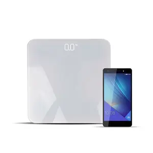 Balança digital de vidro temperado de multifunções, balança eletrônica de vidro temperado para banheiro, pesagem com aplicativo