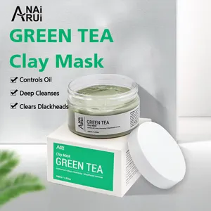 Masque personnalisé à thé vert bio, étiquette privée, en argile, contrôle de l'huile, nettoyage en profondeur, élimine les points noirs