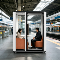 Cabine de réunion insonorisée moderne, durable, écologique, mobile et personnalisable pour l'extérieur, avec ventilation respirante