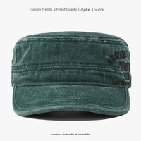 Topi Baseball Retro 6-Panel Adjustable Flat-Top Bahan Katun Satin Dengan Panel Melengkung, Bordir Huruf, Unisex, Empat Warna