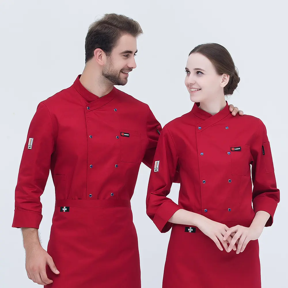 Uniforme de cozinha restaurantes e bar manga longa, terno de chef jaqueta para hotel, uniforme de roupa de trabalho