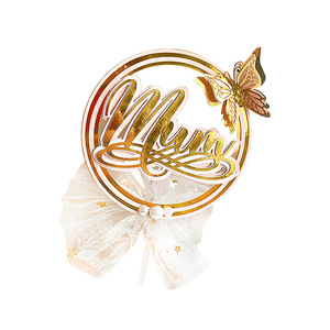 ของตกแต่งเค้กอะคริลิครูปผีเสื้อแบบมีสายรุ้งสีน้ำผึ้งและสีหวาน สำหรับตกแต่งเค้กวันเกิด - Product Image 5