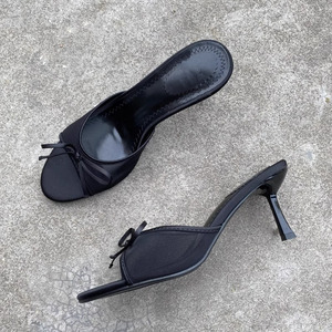 Nuovi <span class=keywords><strong>sandali</strong></span> estivi con tacco da donna <span class=keywords><strong>eleganti</strong></span> pantofole nere con tacco alto - Product Image 2