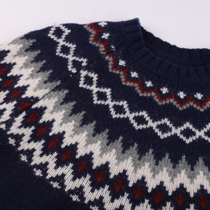 Custom Geometric Pattern Knitted <b>Pullover</b> Warm Casual Crew Neck <b>Jumper</b> Jacquard Winter Long Sleeve Men Wool Sweater - Product Image 6