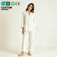 Ensemble de pyjamas en fibre de bambou soyeuse de qualité supérieure, vêtements de détente doux pour femmes, imprimé personnalisé, manches longues, vêtements de nuit écologiques, respirants