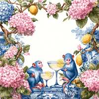 Tapis de mahjong en néoprène OEM personnalisé, motif Chinoiserie Monkey Cocktail, tapis de table de mahjong antidérapant et imperméable, vente en gros