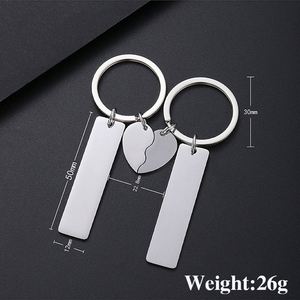 Factory Stainless Steel Fashionable Metal Keychain Heart Carving Laser Color Printing Blank Material Suitable for <b>Couples</b> to Use - Product Image 2