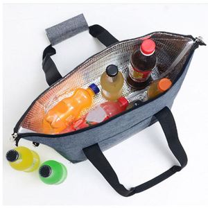 Custom logo Insulated Polyester Beach <b>Cooler</b> Tote <b>Bag</b> for Shopping Travel Picnic with Zipper Delivery Food <b>Bag</b> - Product Image 3