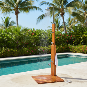 Pannello <span class=keywords><strong>Doccia</strong></span> da Esterno in Legno di Cedro Impermeabile per Giardino e Sauna con Miscelatore a 2 Funzioni - Product Image 4