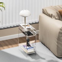 Table d'appoint moderne pliable en acrylique transparent, table de chevet étroite pour chambre à coucher, petite table d'appoint pour salon