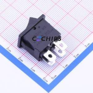 MR6-210-C5N-BB Rocker Switch Through hole Component (THT) Switch Concave Bend Solder Tab Black 6A - Product Image 1