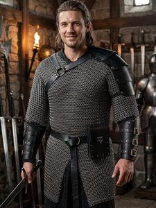 Ensemble d'armure médiévale en cuir PU Enaissance Accessories, épaulettes, protège-bras, ceinture, pochette pour téléphone, <span class=keywords><strong>pirate</strong></span>, viking, LARP - Product Image 5