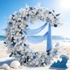 Arco de flores artificiales de alta calidad con forma de luna, decoración con rosas blancas para fondo de boda - Product Image 3