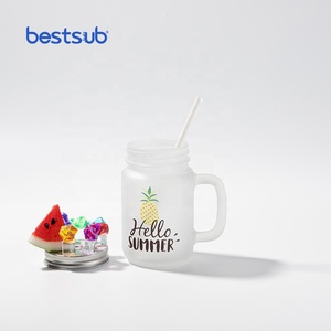 Bán Buôn Tùy Chỉnh Thăng Hoa Blanks Item Mug 12Oz Glass Tumbler Mason Jar Với Rơm - Product Image 3
