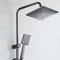 Ensemble de douche mural moderne à poignée unique avec jets pluie et massage, robinets électriques à quatre vitesses, système chaud/froid, barre coulissante