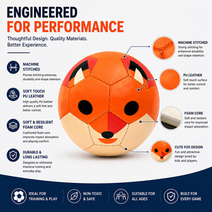 Balón de Fútbol Infantil de Cuero PU Ecológico, Diseño de Dibujos Animados, Talla 2/3, Regalo para Niños Pequeños, Modelo C-TOON 100 para Entrenamiento en Interiores - Product Image 5