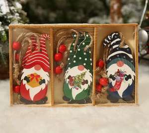 Décorations suspendues de Noël en bois mignon elfe nain elfe - Product Image 4