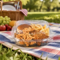 Vente en gros d'usine, contenants à hamburgers jetables transparents de 8 pouces, boîte d'emballage pour hamburgers en plastique PET à emporter