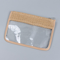 Sac cosmétique transparent pour femme, pochette zippée en vinyle PVC transparent, organiseur de toilette, pochette de plage en PVC, sac cosmétique plat en PVC