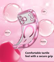 Coque de téléphone portable magnétique en TPU électroplaqué pour iPhone 18 Pro Max 17 16 15, avec cadre ondulé mignon et dos diamanté, vente en gros