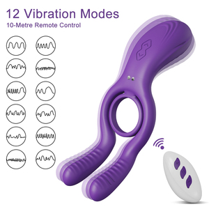 Anillo Vibrador de Pene de Silicona de Doble Cabeza ALWUP para Hombres, Retrasa la Eyaculación, <span class=keywords><strong>Erección</strong></span>, 12 Vibraciones, Múltiples Estimulaciones, Juguetes para Parejas - Product Image 2