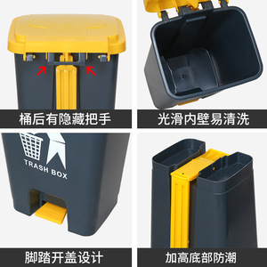 Commercial Large Foot-operated Trash Can with Lid, Kitchen Waste Cleaning <b>Bin</b>, Industrial Environmentally Friendly - Product Image 4