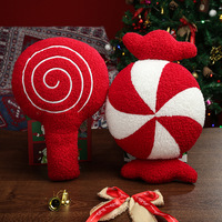 Peluche de Noël en forme de sucette canne à sucre, coussin rond doux et rembourré, ornement, cadeau de fêtes, transfrontalier