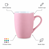 Mug en céramique personnalisé avec logo, 320 ml, finition brillante, 15 couleurs, mug vierge pour sublimation, style nordique, cadeau promotionnel, vente en gros, OEM, ODM