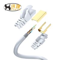 Kabel Jaringan LAN Cat7 Flat Hitam Bc/cca Kecepatan Tinggi Sstp 30awg 32awg Kabel Patch Internet Cat 7 Rj45 Kabel Ethernet untuk Komputer