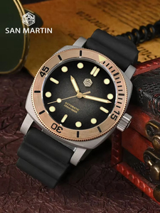 Reloj de Buceo Retro de Titanio San <span class=keywords><strong>Martin</strong></span> 42mm NH35 Automático para Hombre Relojes Mecánicos Bisel de Bronce Zafiro Luminoso Resistente al Agua 200m - Product Image 3