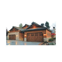 Vente en gros grande porte de garage isolée sectionnelle luxueuse moderne électrique en bois Porte de garage en bois d'acajou
