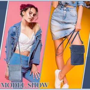 Bolsos de mezclilla pequeños personalizados, bandoleras, bolsos de hombro de mezclilla, bolsos retro ajustables para celular, para mujer - Product Image 2