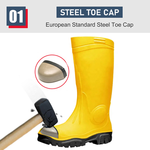 Bottes de sécurité en PVC Tiger Master, hauteur genou, jaunes, antidérapantes, résistantes à l'huile, imperméables, antistatiques, anti-perforation, embout en acier, pour hommes - Product Image 3