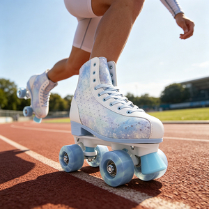 Patins à roulettes quad tie-dye pour adultes, bleu et <span class=keywords><strong>blanc</strong></span>, roues en PU, double rangée, chaussures de patinage en plein air pour femmes, Ruidongle - Product Image 2