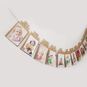 Bannière de fête en papier pailleté pour cadre photo, décoration de premier anniversaire de bébé de 12 mois, bannières de fête intérieures style dessin animé - Product Image 5