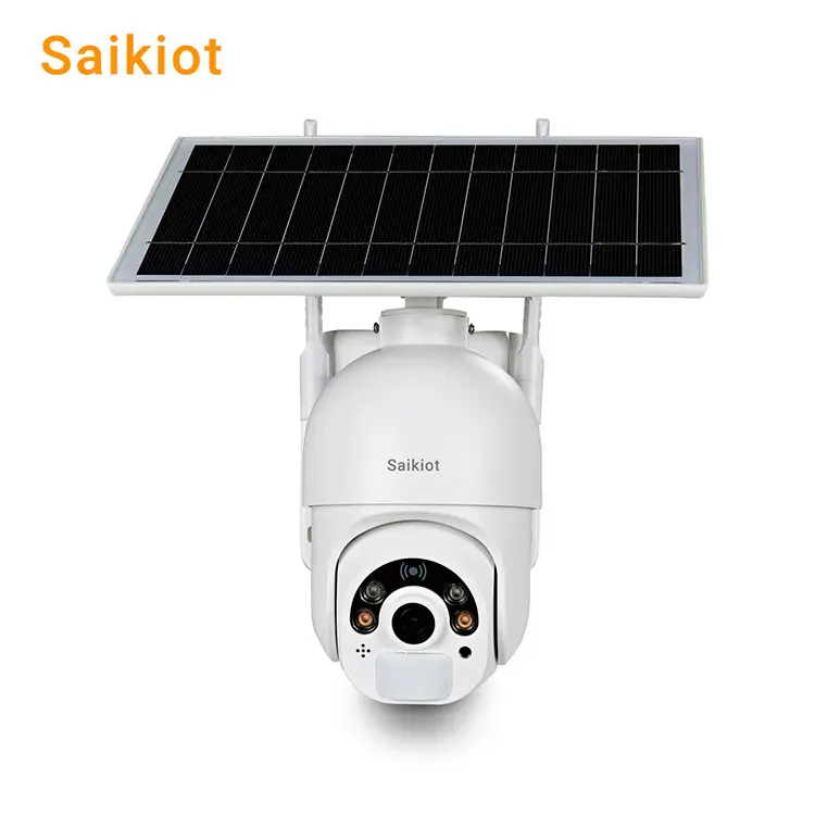 Saikiot Solar Powered Camera IP66 Waterproof 1080P PIR Detection Color Night Vision 6W PTZ Wireless Video Surveillance CCTV