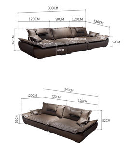 أريكة جلدية فاخرة مستوحاة من السيل لعام <span class=keywords><strong>2026</strong></span>، مقعد عميق وواسع للغاية، ظهر قابل للتعديل، تصميم مستقيم يشبه العش - Product Image 6