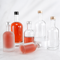 Bouteille de vodka ronde en verre style nordique, 100ml, 200ml, 330ml, 375ml, 500ml, givrée ou transparente, pour spiritueux et whisky, avec bouchon à vis