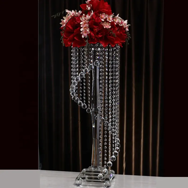 חתונה שולחן מרכזי קריסטל פרח לעמוד לחתונה משתה חתונה מרכז זול קריסטל פרח עומד