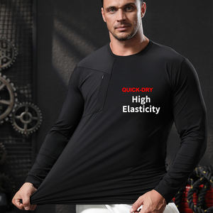 Custom Logo <b>Men's</b> Quick Dry Fitness Training Top Tee GYM Tshirt Long Sleeve Compression <b>Turtle</b> Mock <b>Neck</b> Workout T Shirts - Product Image 5