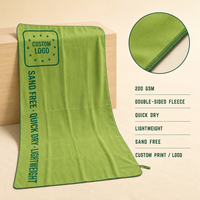 Serviette de plage en polaire double face avec logo personnalisé, 200 GSM, sans sable, séchage rapide, légère, impression personnalisée, OEM, vente en gros