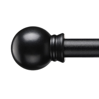 Ensemble de tringles à rideaux décoratives modernes 28-48 pouces 5/8 pouces Noir mat avec supports en métal lourd