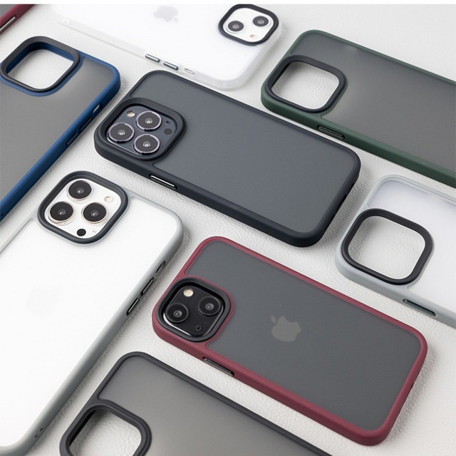Translucent Matte Skin Feel TPU+PC Anti Fingerprint Shockproof Phone Cover Case Shell for iPhone 12 13 14 15 16 Pro Max Plus