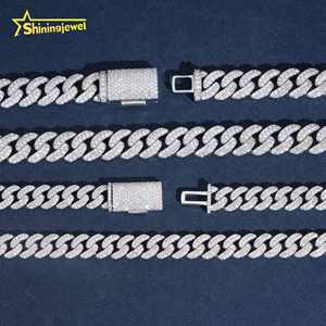 Lisci New Moon 10mm 13mm 2 file a maglie cubane con motivo a catena Moissanite bracciale cubano collana con diamanti Hip Hop - Product Image 5