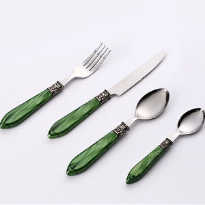 Custom Logo Premium Quality Tableware 18/10 Stainless Steel Metal Acrylic <strong>Handle</strong> Cutlery Set Elegant <strong>Flatware</strong> for Hotel Wedding - Product Image 3