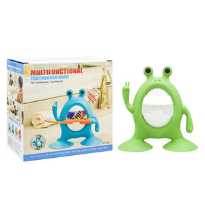 子供用歯ブラシホルダーセットサクションカップバスルームオーガナイザー楽しいカエルかわいい漫画子供用歯ブラシホルダー - Product Image 4