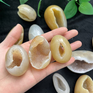 प्राकृतिक एगेट ड्रुज़ी अंडे हीलिंग स्टोन क्रिस्टल क्राफ्ट ईस्टर क्वार्ट्ज अंडे - Product Image 2