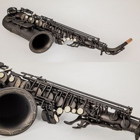 Matte Black Nickel Frosted Finish Alto Saxophone Professional EB Tone Brass Body Woodwind Instrument with Engraved Pattern