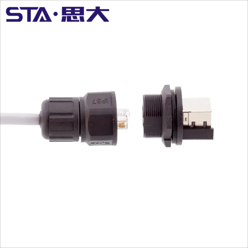 Adaptor Jaringan LAN Ethernet Tahan Air Luar Ruangan Cat5 Cat6 Plastik Logam RJ45 Konektor Layar Iklan Led